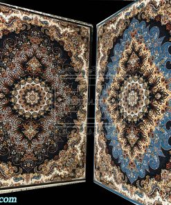 فرش کاشان ملورین آبی فیروزه ای 700 شانه