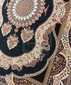 فرش کاشان کهربا سرمه ای 700 شانه