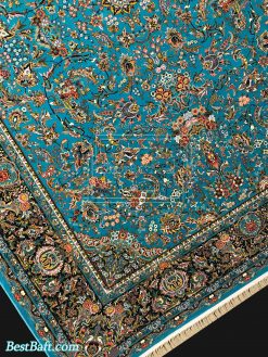 فرش افشان ماهور آبی فیروزه ای 1200شانه