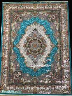 مشخصات، قیمت و خرید فرش کاشان صنم آبی فیروزه ای 1200 شانه