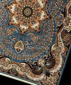 فرش کاشان چیچک آبی فیروزه ای 700 شانه