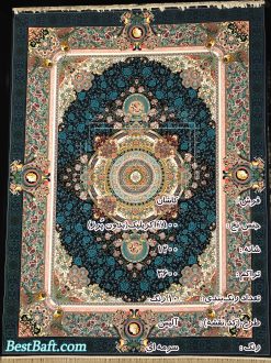 فرش کاشان آلیس سرمه ای 1200 شانه