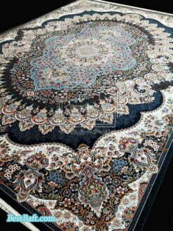 فرش کاشان ارکیده سرمه ای رنگ 700شانه