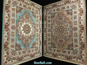 فرش کاشان حوض نقره آبی فیروزه ای 1200شانه