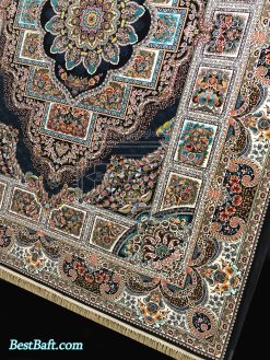 فرش کاشان حوض نقره سرمه ای 1200 شانه