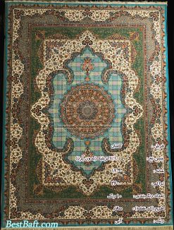 مشخصات، قیمت و خرید فرش کاشان سالار آبی فیروزه ای 1200 شانه
