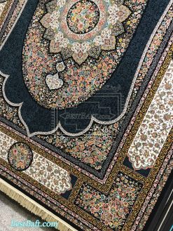 فرش کاشان شورانگیز سرمه ای 1200 شانه