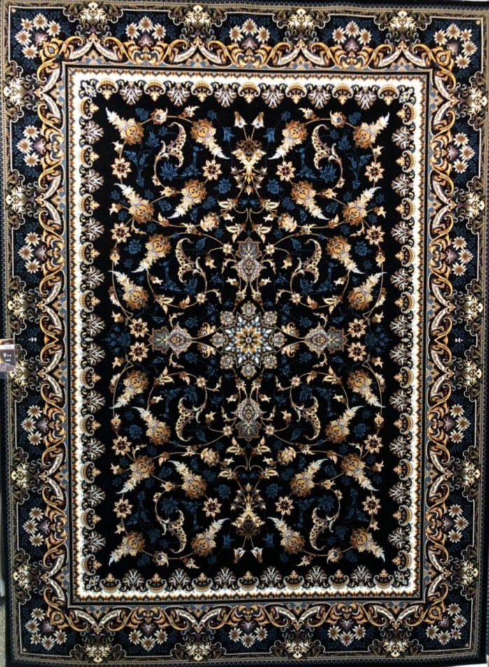 فرش کاشان طرح افشان سرمه ای 700 شانه تراکم 2550