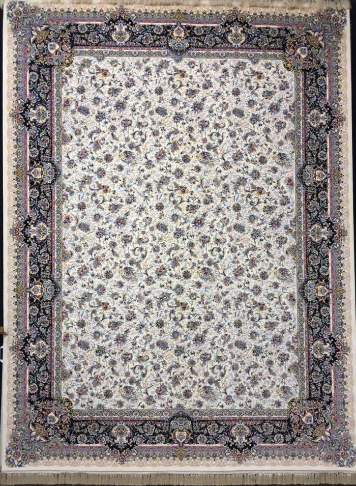 فرش کاشان طرح افشان کرمی ۱۲۰۰ شانه تراکم ۳۶۰۰