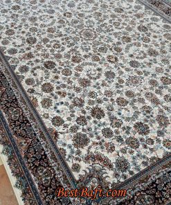 فرش کاشان افشان گل مرغی ۷۰۰ شانه کرمی