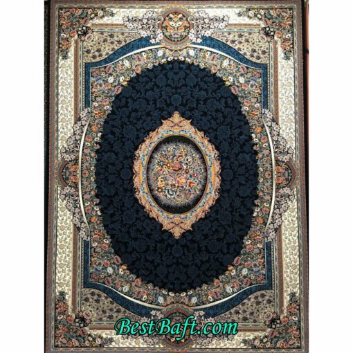 فرش کاشان رنگین کمان ۷۰۰ شانه سرمه ای