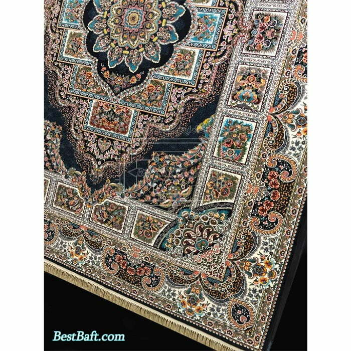 فرش کاشان حوض نقره ۱۲۰۰ شانه سرمه ای - تصویر 2