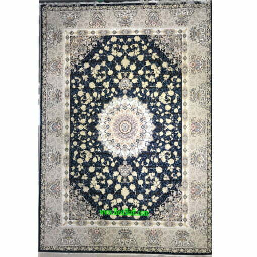 فرش کاشان چیچک سرمه ای ۱۲۰۰ شانه تراکم ۳۶۰۰ هایباک
