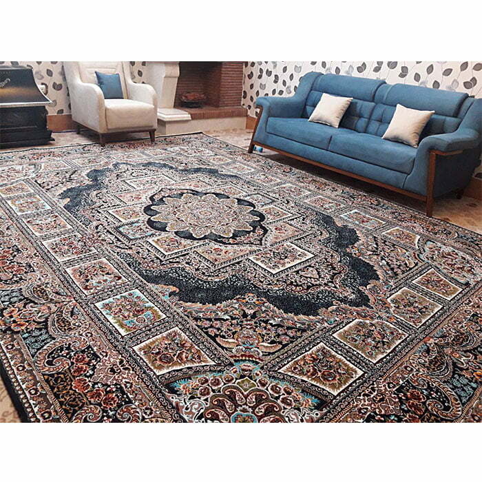 فرش کاشان حوض نقره ۷۰۰ شانه سرمه ای