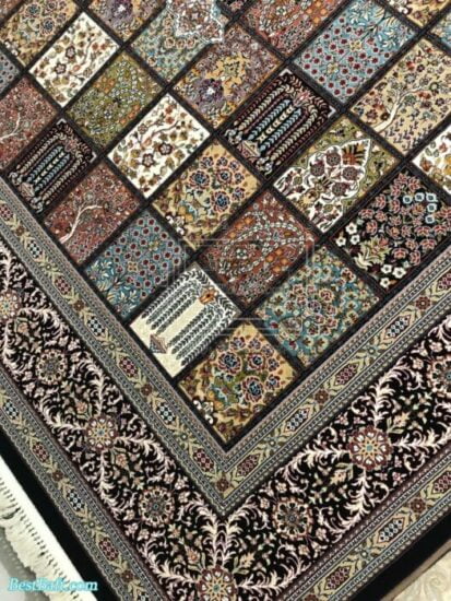 فرش زمرد مشهد ۷۰۰ شانه کد ۲۵۰۱۷ سرمه ای - تصویر 3