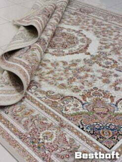 فرش کاشان الماس نقره ای گلبرجسته