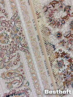 فرش کاشان الماس نقره ای گلبرجسته