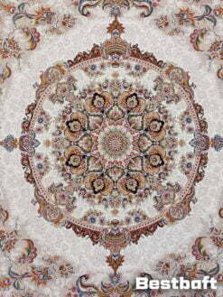 فرش کاشان الماس نقره ای گلبرجسته